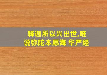 释迦所以兴出世,唯说弥陀本愿海 华严经